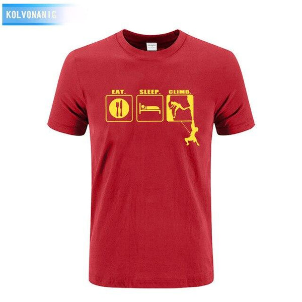 KOLVONANIG 2017 Summer Dress Men T Shirt Eat Sleep Climb Print Funny O-neck Short sleeves T-Shirts Tee Shirt Fashion Tshirts Top