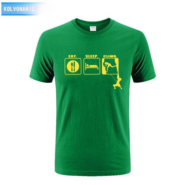 KOLVONANIG 2017 Summer Dress Men T Shirt Eat Sleep Climb Print Funny O-neck Short sleeves T-Shirts Tee Shirt Fashion Tshirts Top