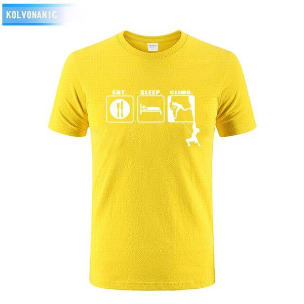 KOLVONANIG 2017 Summer Dress Men T Shirt Eat Sleep Climb Print Funny O-neck Short sleeves T-Shirts Tee Shirt Fashion Tshirts Top