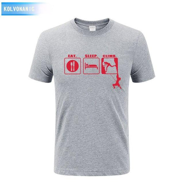 KOLVONANIG 2017 Summer Dress Men T Shirt Eat Sleep Climb Print Funny O-neck Short sleeves T-Shirts Tee Shirt Fashion Tshirts Top