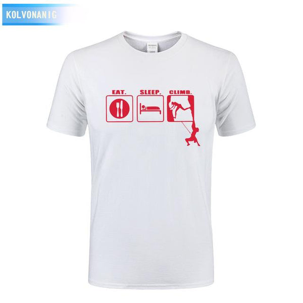 KOLVONANIG 2017 Summer Dress Men T Shirt Eat Sleep Climb Print Funny O-neck Short sleeves T-Shirts Tee Shirt Fashion Tshirts Top