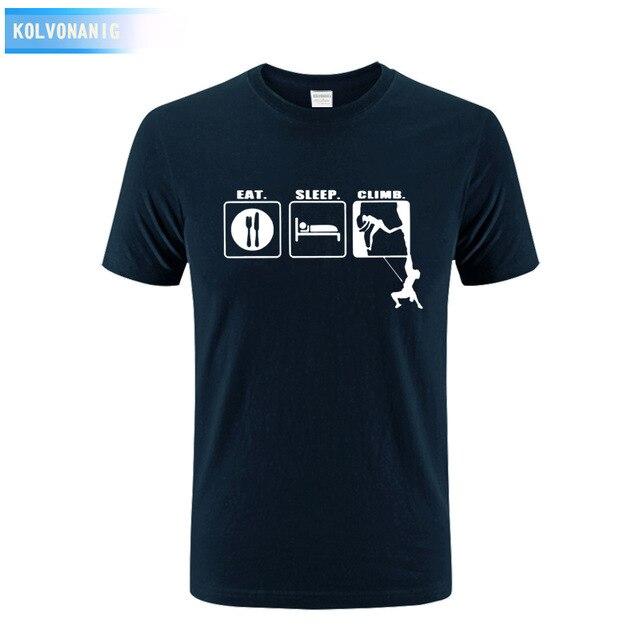 KOLVONANIG 2017 Summer Dress Men T Shirt Eat Sleep Climb Print Funny O-neck Short sleeves T-Shirts Tee Shirt Fashion Tshirts Top