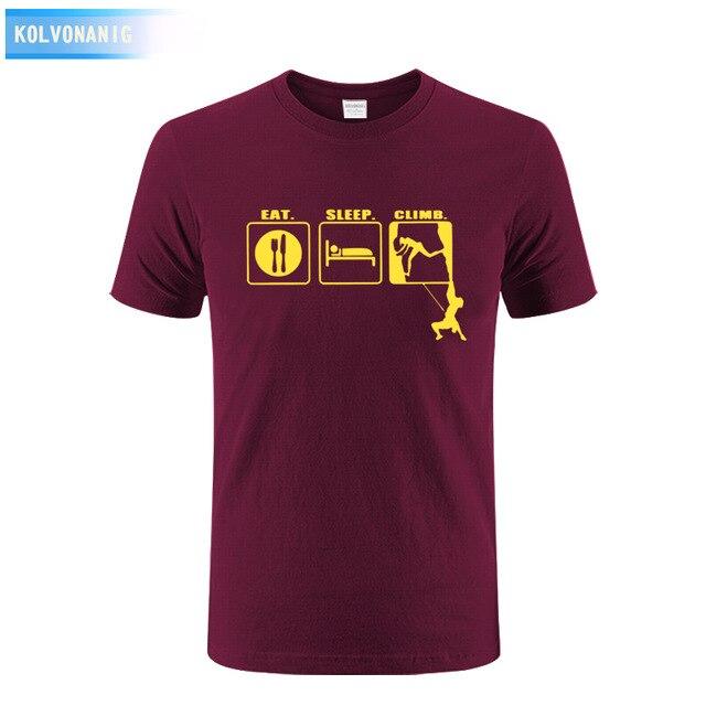 KOLVONANIG 2017 Summer Dress Men T Shirt Eat Sleep Climb Print Funny O-neck Short sleeves T-Shirts Tee Shirt Fashion Tshirts Top