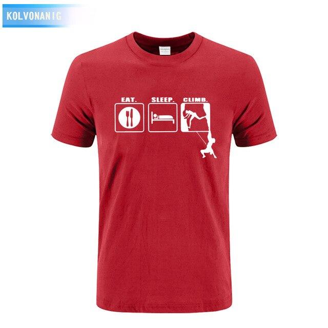 KOLVONANIG 2017 Summer Dress Men T Shirt Eat Sleep Climb Print Funny O-neck Short sleeves T-Shirts Tee Shirt Fashion Tshirts Top