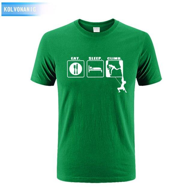 KOLVONANIG 2017 Summer Dress Men T Shirt Eat Sleep Climb Print Funny O-neck Short sleeves T-Shirts Tee Shirt Fashion Tshirts Top
