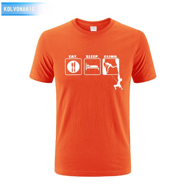 KOLVONANIG 2017 Summer Dress Men T Shirt Eat Sleep Climb Print Funny O-neck Short sleeves T-Shirts Tee Shirt Fashion Tshirts Top