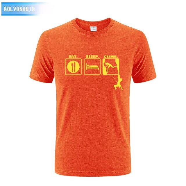 KOLVONANIG 2017 Summer Dress Men T Shirt Eat Sleep Climb Print Funny O-neck Short sleeves T-Shirts Tee Shirt Fashion Tshirts Top