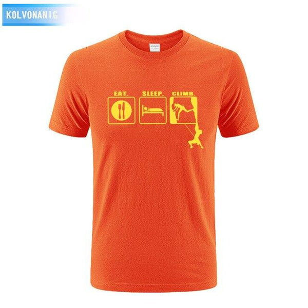 KOLVONANIG 2017 Summer Dress Men T Shirt Eat Sleep Climb Print Funny O-neck Short sleeves T-Shirts Tee Shirt Fashion Tshirts Top