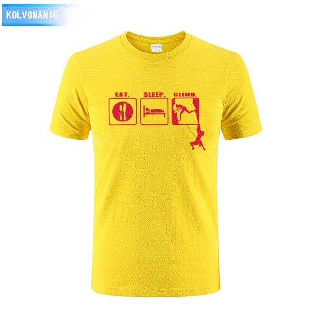 KOLVONANIG 2017 Summer Dress Men T Shirt Eat Sleep Climb Print Funny O-neck Short sleeves T-Shirts Tee Shirt Fashion Tshirts Top
