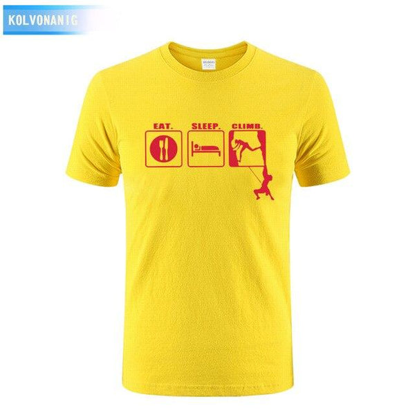KOLVONANIG 2017 Summer Dress Men T Shirt Eat Sleep Climb Print Funny O-neck Short sleeves T-Shirts Tee Shirt Fashion Tshirts Top
