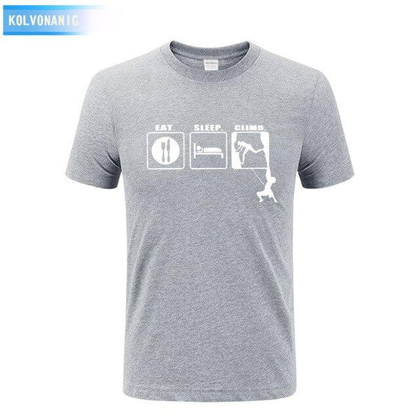 KOLVONANIG 2017 Summer Dress Men T Shirt Eat Sleep Climb Print Funny O-neck Short sleeves T-Shirts Tee Shirt Fashion Tshirts Top