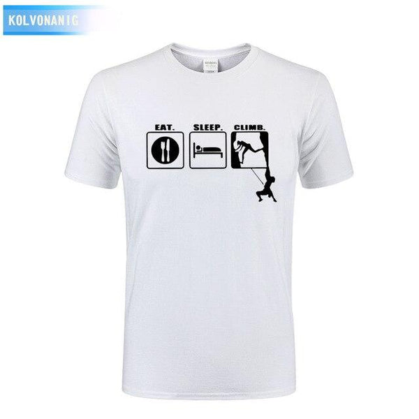 KOLVONANIG 2017 Summer Dress Men T Shirt Eat Sleep Climb Print Funny O-neck Short sleeves T-Shirts Tee Shirt Fashion Tshirts Top