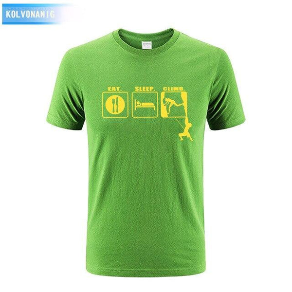 KOLVONANIG 2017 Summer Dress Men T Shirt Eat Sleep Climb Print Funny O-neck Short sleeves T-Shirts Tee Shirt Fashion Tshirts Top