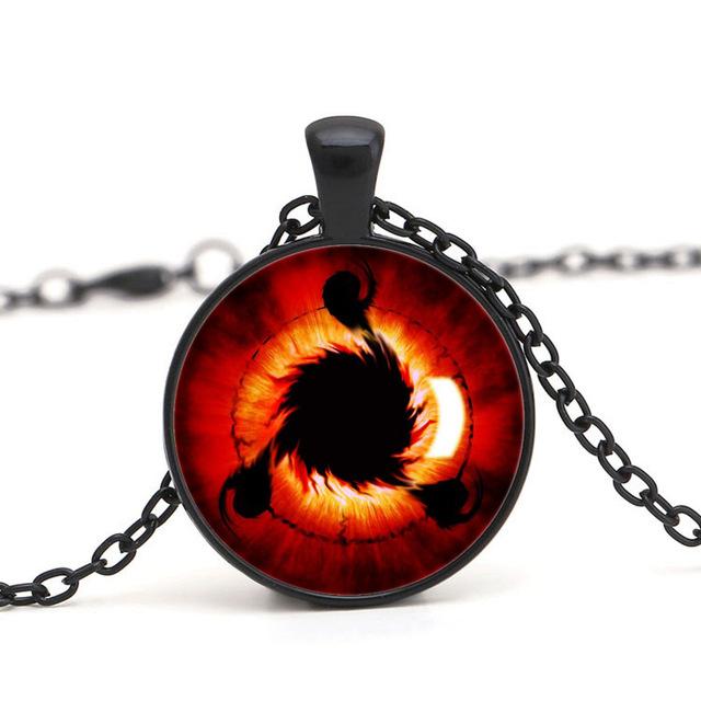 Wholesale Hot Naruto Sharingan Shippuuden Eyes Pendant Necklace Black Chain Vintage Necklace Men Jewelry Children dress up Gift