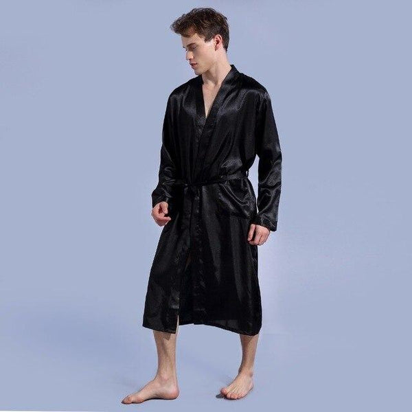 1844Brand Long Robe Emulation Silk Soft Home Bathrobe Plus Size S-XXL Nightgown For Men Kimono Robes Autunm Spring Winter Summer