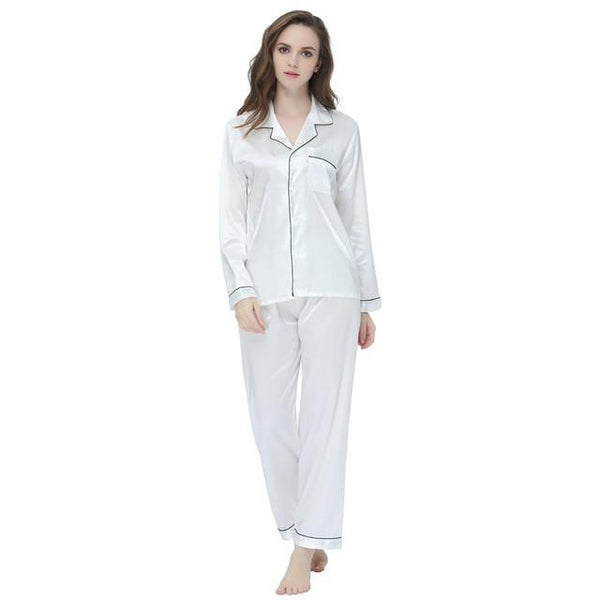 Tony&Candice Hot Sale Couple Silk Pajamas Set Men Stain Nightgown Lovers Sleepwear Slim Loungewear For Ladies Classic Style