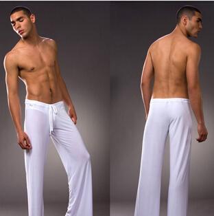 New America soft silk sleep pajama bottoms men sexy pants soft silk comfortable sheer nightgown mens pyjama trousers