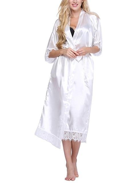 High Quality Black Women Silk Rayon Robe Sexy Long Lingerie Sleepwear Kimono Yukata Nightgown Plus Size S M L XL XXL XXXL A-050