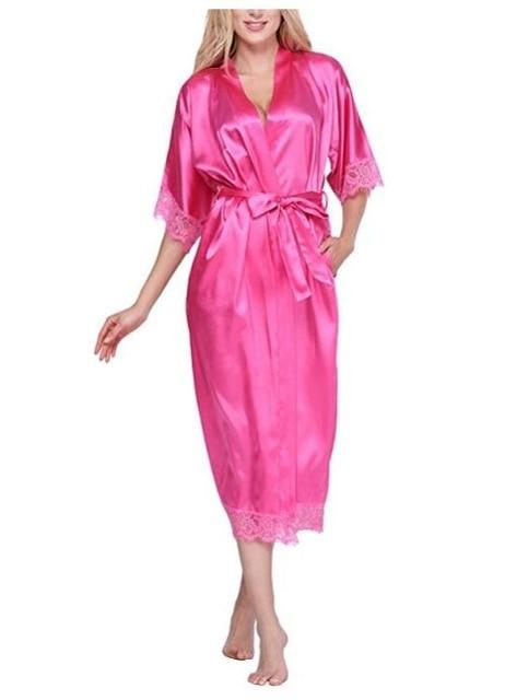High Quality Black Women Silk Rayon Robe Sexy Long Lingerie Sleepwear Kimono Yukata Nightgown Plus Size S M L XL XXL XXXL A-050
