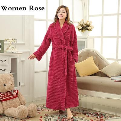 Women Winter Thermal Long Bathrobe Lovers Thick Warm Coral Fleece Kimono Bath Robe Plus Size Nightgowns Bridesmaid Dressing Gown