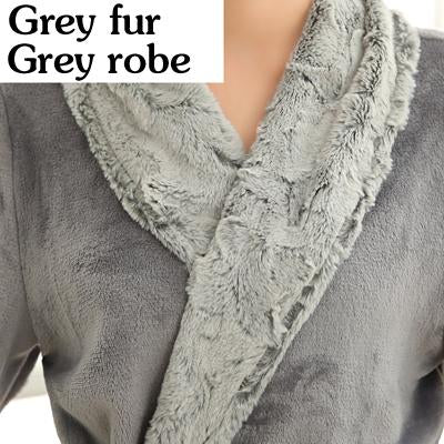 Lovers Soft fur Extra Long Thermal Bathrobe Men Plus Size Thick Flannel Warm Kimono Bath Robe Male Dressing Gown Winter Robes