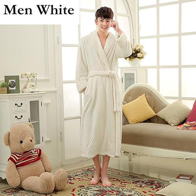 On Sale Lovers Thick Warm Winter Bathrobe Men Soft as Silk Extra Long Kimono Bath Robe Male Dressing Gown for Mens Flannel Robes