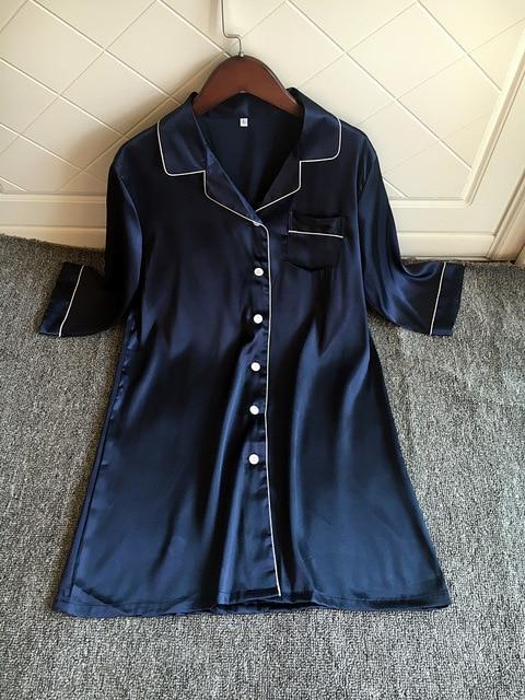 QWEEK Women Nightwear Nightgowns Sexy Long Sleeve Satin Sleepwear Pijama Silk Home Wear Nightdress Nightgowns & Sleepshirts