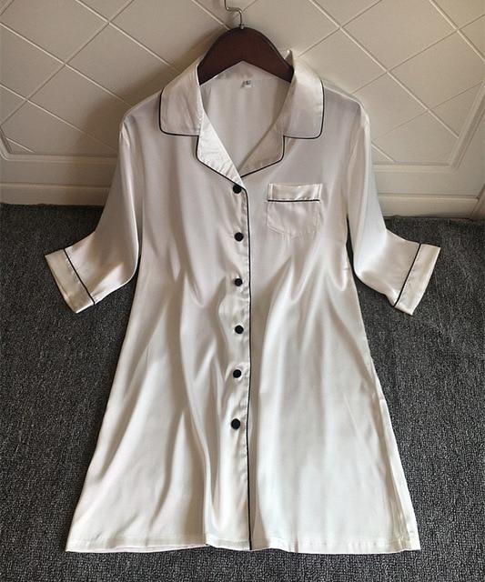 QWEEK Women Nightwear Nightgowns Sexy Long Sleeve Satin Sleepwear Pijama Silk Home Wear Nightdress Nightgowns & Sleepshirts