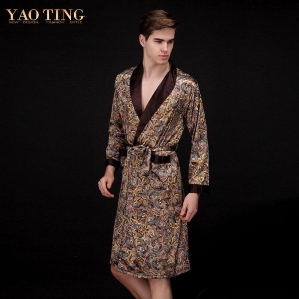 Nightgown Robe Sets Satin Robes Men Dressing Gown Bathrobe For Men Sleep Sleepwear Silk Satin Robes Plus Size XXL