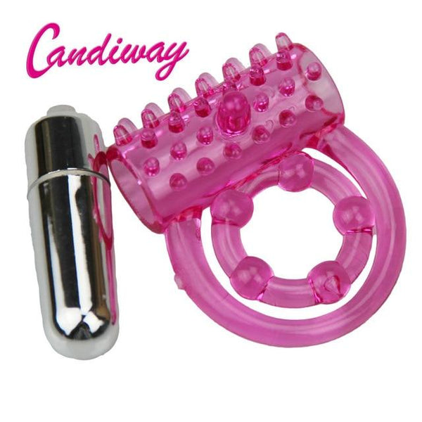 CandiWay mini Vibrators rings double cockring Delay Premature Ejaculation penis ball loop lock Sex Toys product for Men