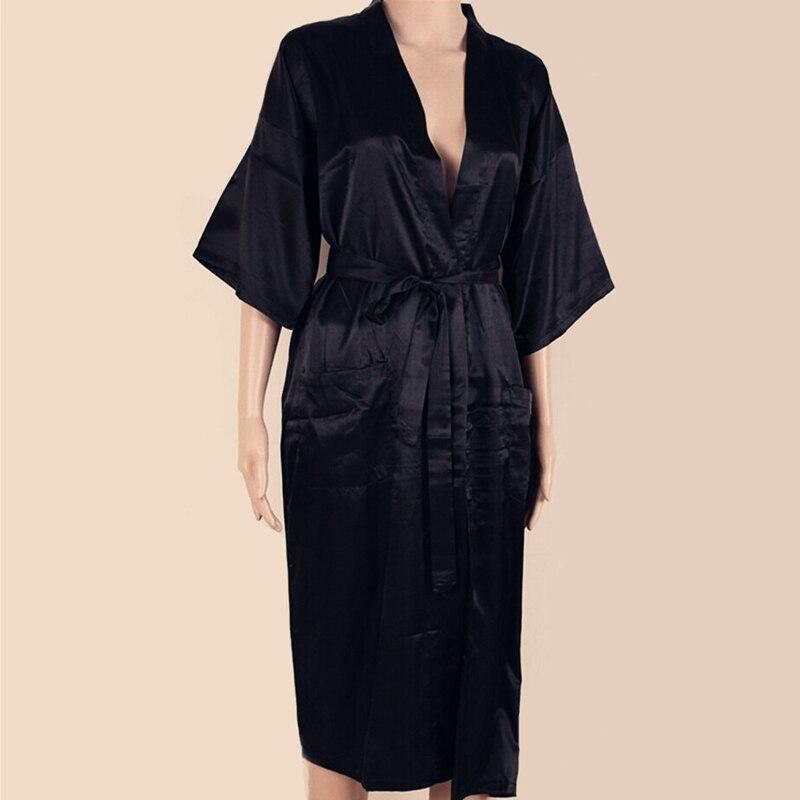 Summer Black Men Faux Silk Kimono Bath Gown Chinese Style Long Robe Nightgown Casual Sleepwear Size S M L XL XXL XXXL MR001