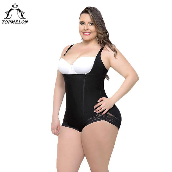 TOPMELON Women Sexy Body Shaper Butt Lifter Underwear Slimming Bodysuit Plus Big Size High Compression Push Hip Up Waist Trainer