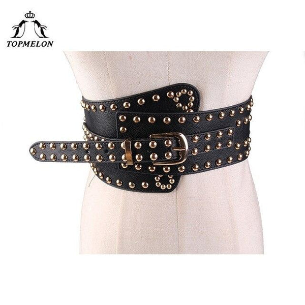 TOPMELON Modeling Strap Belly Slimming Belt Steampunk Accessories Tummy Control Gothic Leather Rivet Lace Up Corset Belts