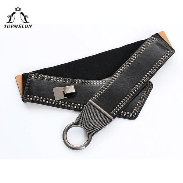 TOPMELON Belly Slimming Belt Modeling Strap Steampunk Accessories Fashion Tummy Control Punk Gothic Leather Rivet Corset Belts