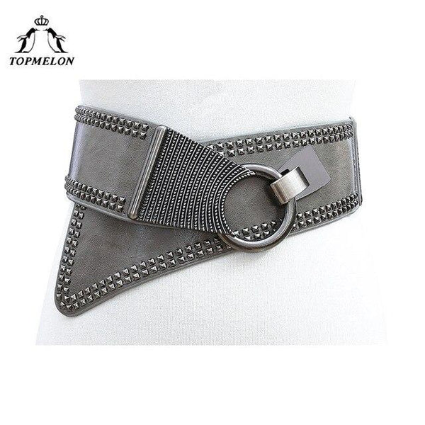 TOPMELON Belly Slimming Belt Modeling Strap Steampunk Accessories Fashion Tummy Control Punk Gothic Leather Rivet Corset Belts