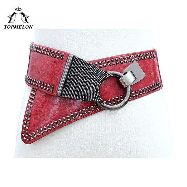 TOPMELON Belly Slimming Belt Modeling Strap Steampunk Accessories Fashion Tummy Control Punk Gothic Leather Rivet Corset Belts