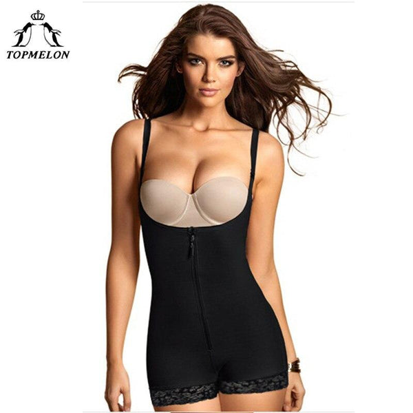 TOPMELON Modeling Strap Underwear Women Butt Lifter Belly Slimming Sheath Body Shaper Bodysuit Sexy Plunge U Lace Lingerie