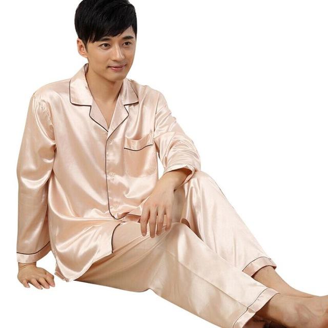 Spring Women Nightshirt Upscale Couples Pajamas Sets Long Sleeve Sleepwear Set Nightgown Homewear Men Soft Faux Silk Satin