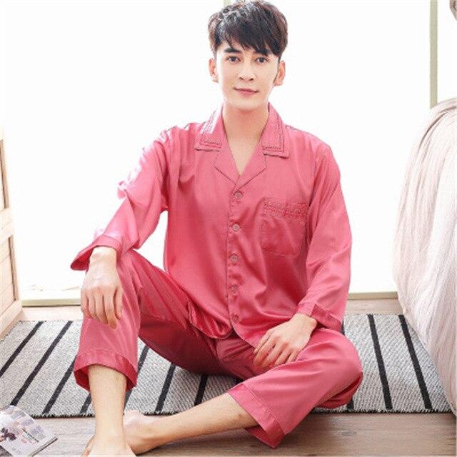Mens Dressing Gown Men's Stain Silk Pajama Set Men Pajamas Silk Sleepwear Plus Sexy Modern Style Soft Cozy Satin Nightgown Men