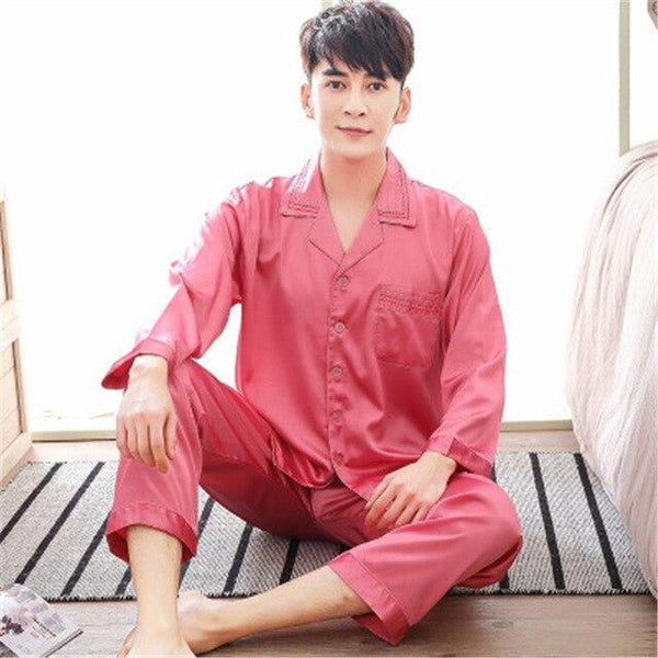 Mens Dressing Gown Men's Stain Silk Pajama Set Men Pajamas Silk Sleepwear Plus Sexy Modern Style Soft Cozy Satin Nightgown Men
