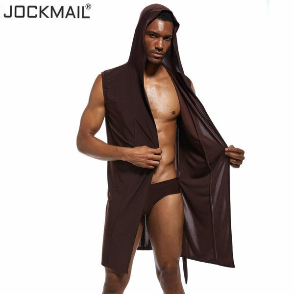 JOCKMAIL Nylon Ice Silk bathrobes for men Gay Loungewear nightgown robe sets sexy kimono bath robes mens sexy pajamas sleepwear