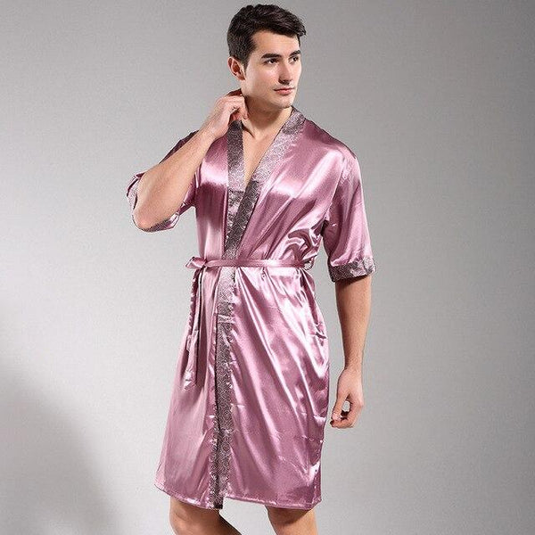 2018 New Spring Luxury Bathrobe Mens Print Free Size Silk Satin Pajamas Kimono Summer Male Nightgown Chinese Silk Robe