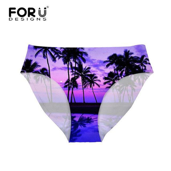 FORUDESIGNS Brazil Swimwear Separates Brazilian Bikini BottomsTropical Palm Tree Printing Swimsuit Thong Swimwear Shorts Women