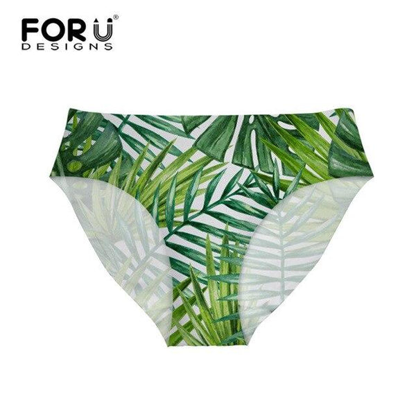 FORUDESIGNS Brazil Swimwear Separates Brazilian Bikini BottomsTropical Palm Tree Printing Swimsuit Thong Swimwear Shorts Women