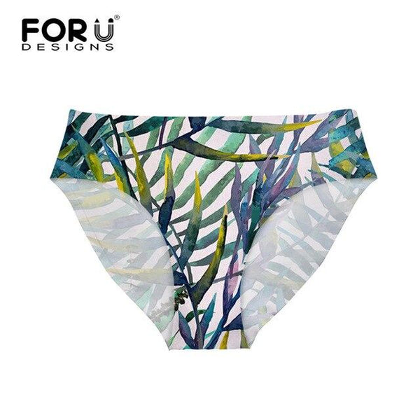 FORUDESIGNS Brazil Swimwear Separates Brazilian Bikini BottomsTropical Palm Tree Printing Swimsuit Thong Swimwear Shorts Women