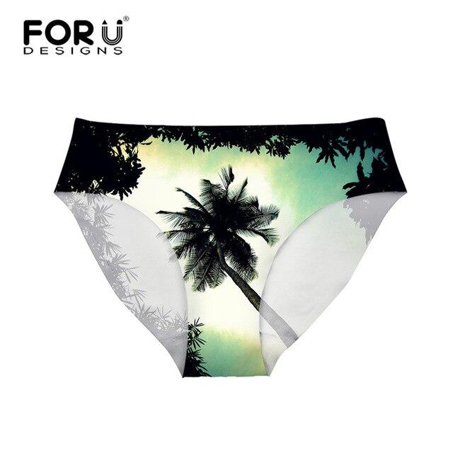 FORUDESIGNS Brazil Swimwear Separates Brazilian Bikini BottomsTropical Palm Tree Printing Swimsuit Thong Swimwear Shorts Women