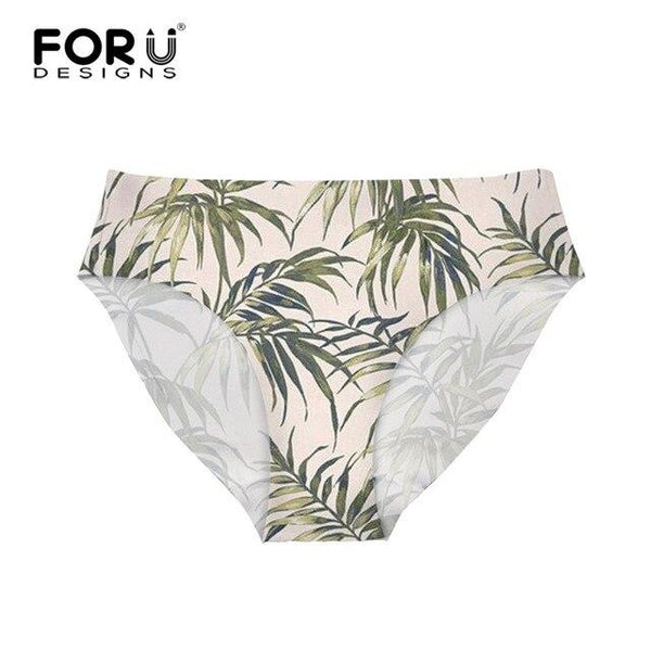 FORUDESIGNS Brazil Swimwear Separates Brazilian Bikini BottomsTropical Palm Tree Printing Swimsuit Thong Swimwear Shorts Women