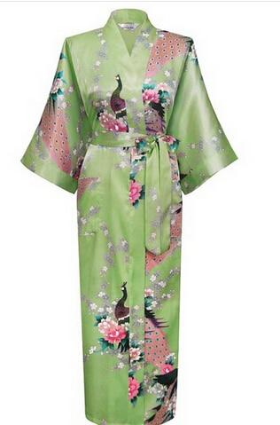 Brand New Long Robe Satin Rayon Bathrobe Nightgown For Women Kimono Sleepwear Flower Plus Size S-XXXL S02D