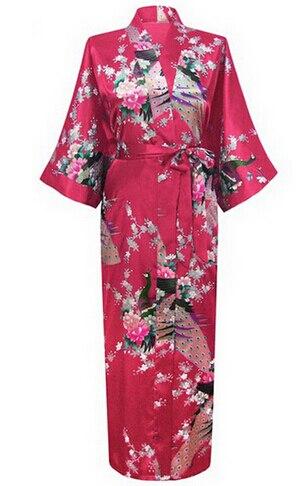 Brand New Long Robe Satin Rayon Bathrobe Nightgown For Women Kimono Sleepwear Flower Plus Size S-XXXL S02D