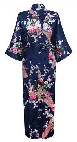 Brand New Long Robe Satin Rayon Bathrobe Nightgown For Women Kimono Sleepwear Flower Plus Size S-XXXL S02D